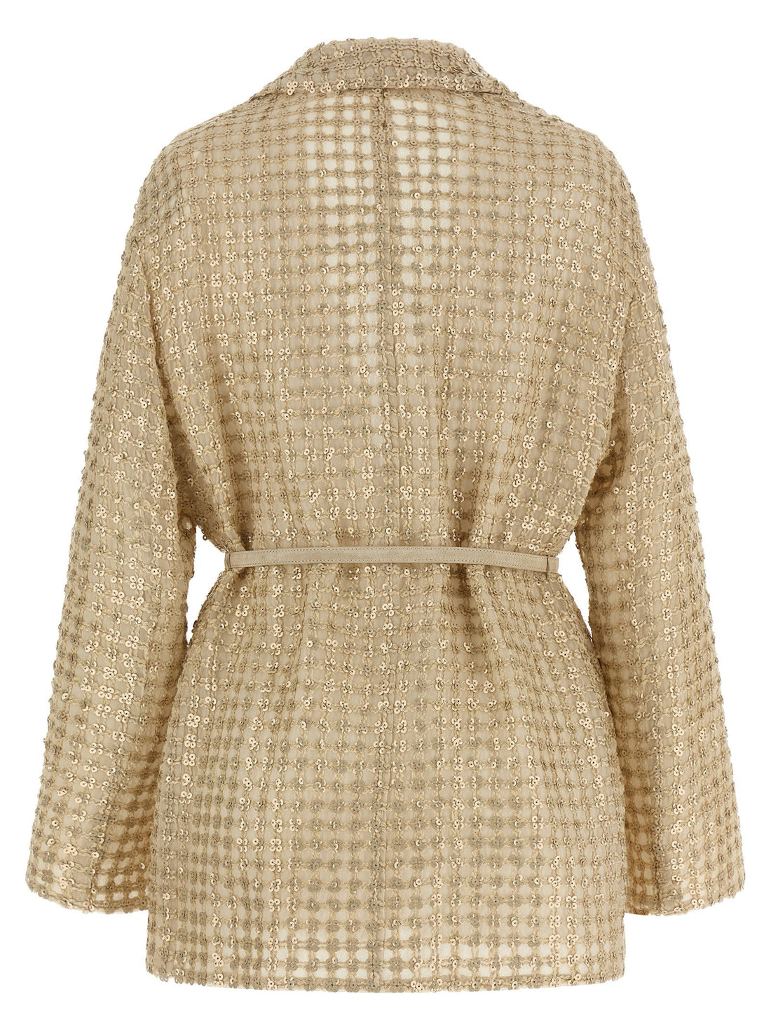 Brunello Cucinelli - 'Dazzling Net Embroidery' organza blazer beige