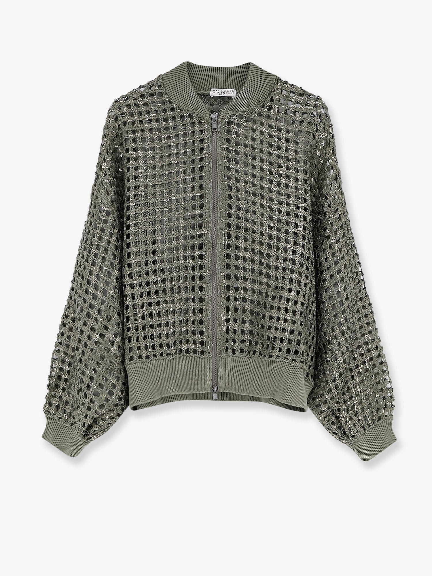 Brunello Cucinelli Dazzling Net Embroidery silk and linen cardigan