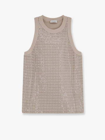 Brunello Cucinelli Dazzling pattern jersey tank top