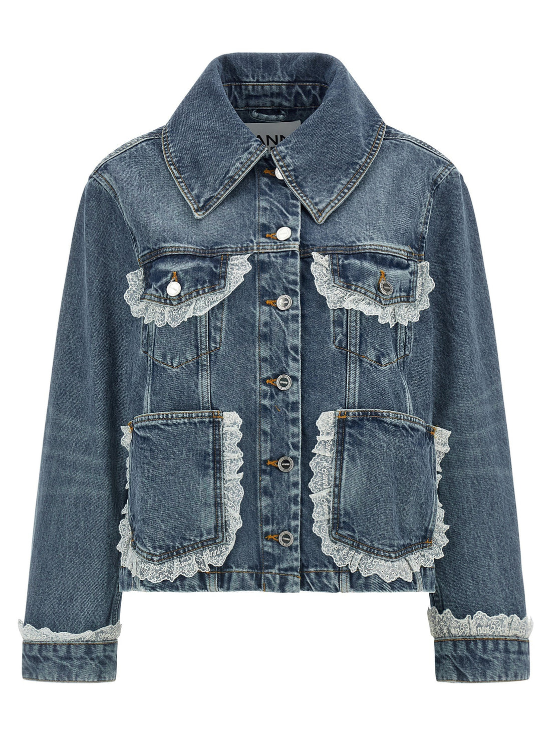 GANNI - Denim and lace jacket Blue