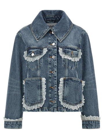 GANNI - Denim and lace jacket Blue