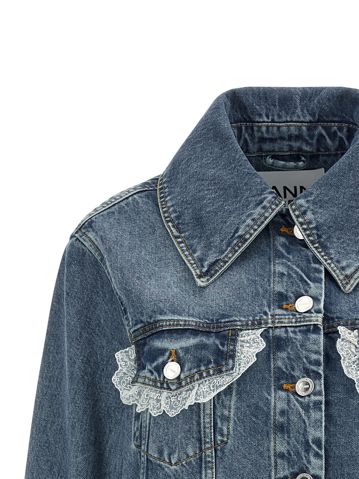 GANNI - Denim and lace jacket