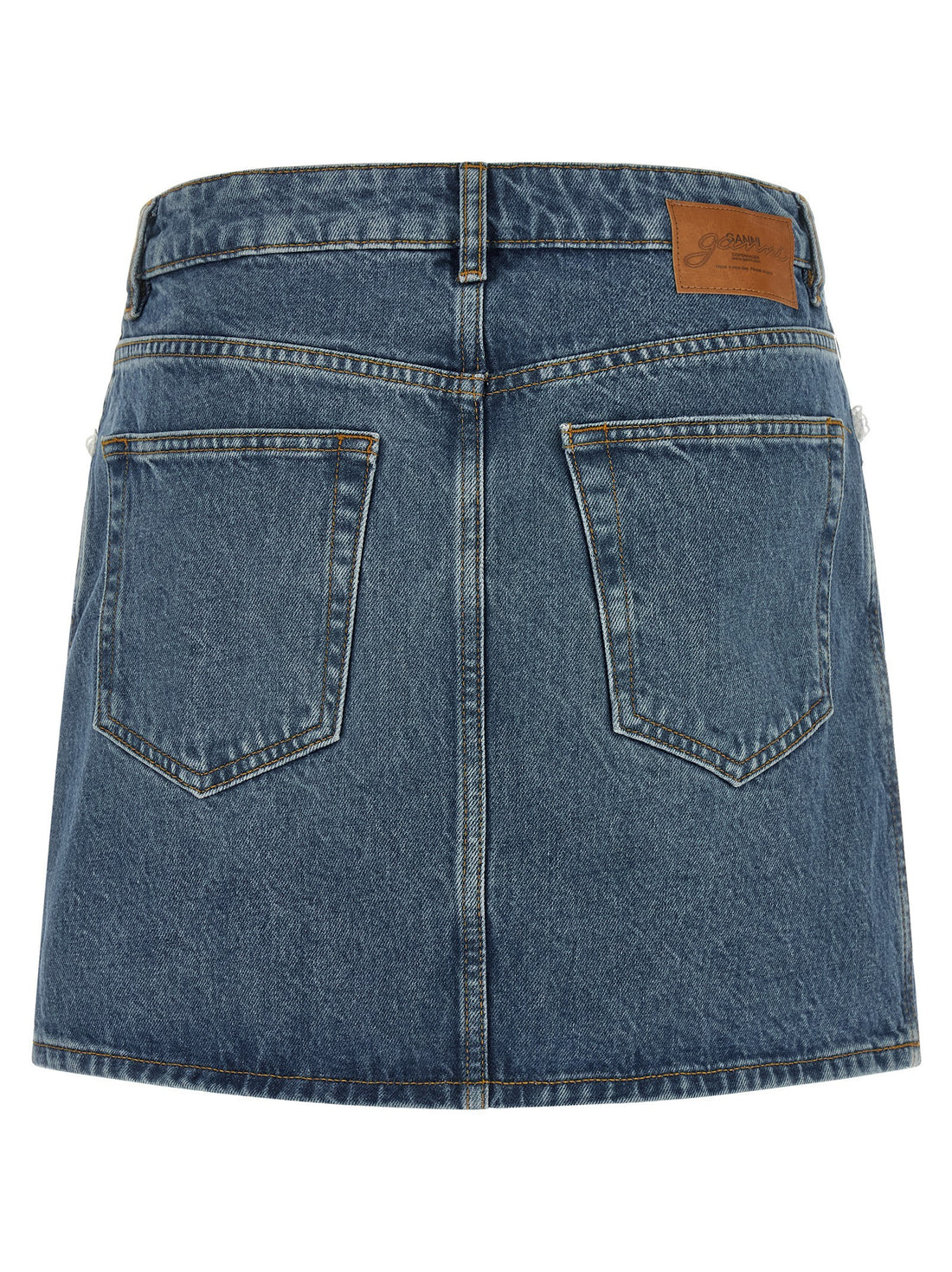GANNI - Denim and lace skirt Blue