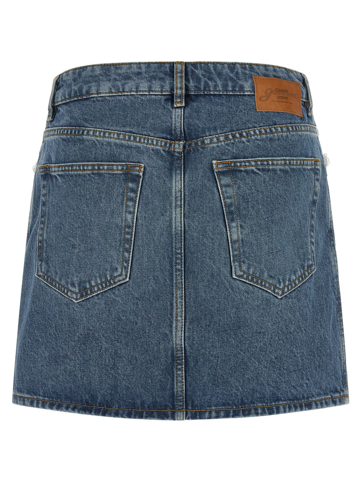 GANNI - Denim and lace skirt
