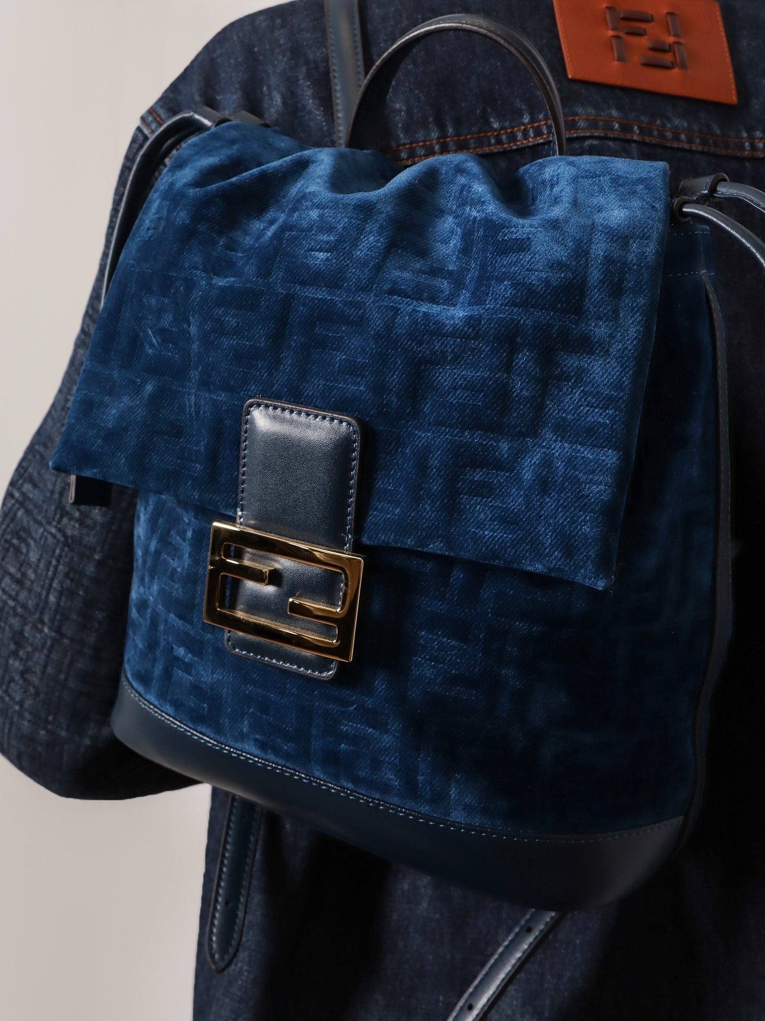 Fendi - Denim backpack with flocked FF detail