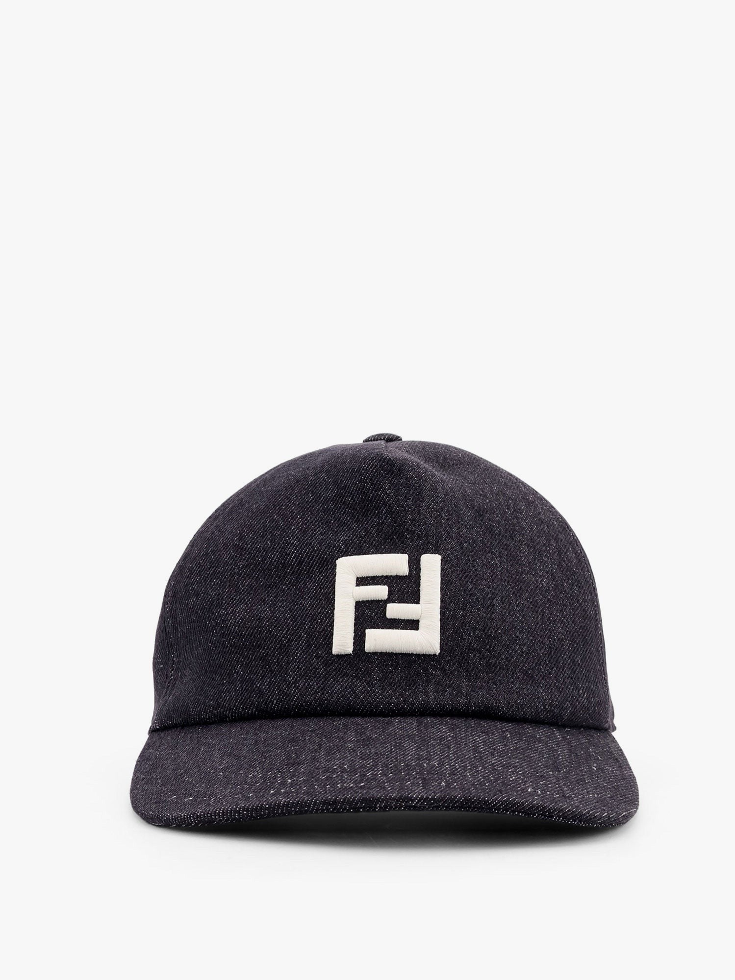 Denim baseball hat with logo embroidery