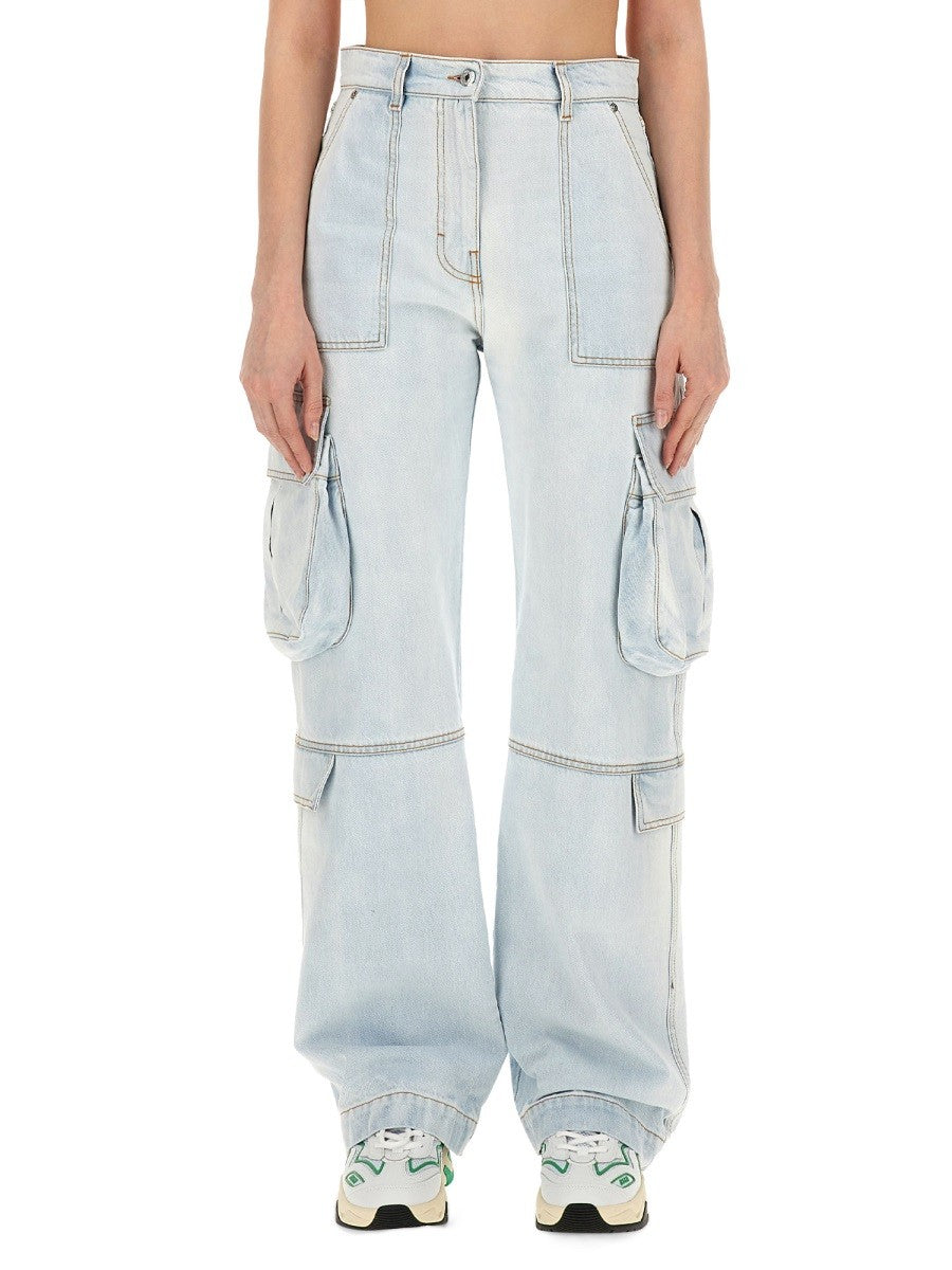 msgm - DENIM CARGO PANTS DENIM 40
