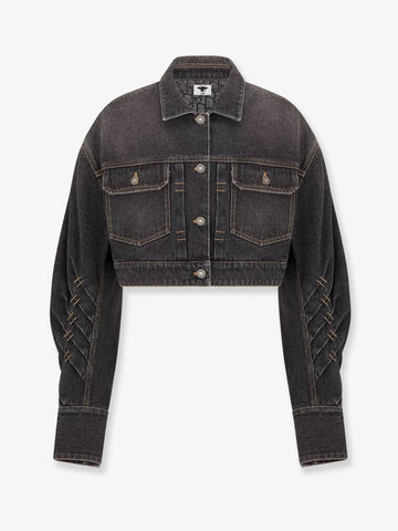 Denim jacket with bustier detail