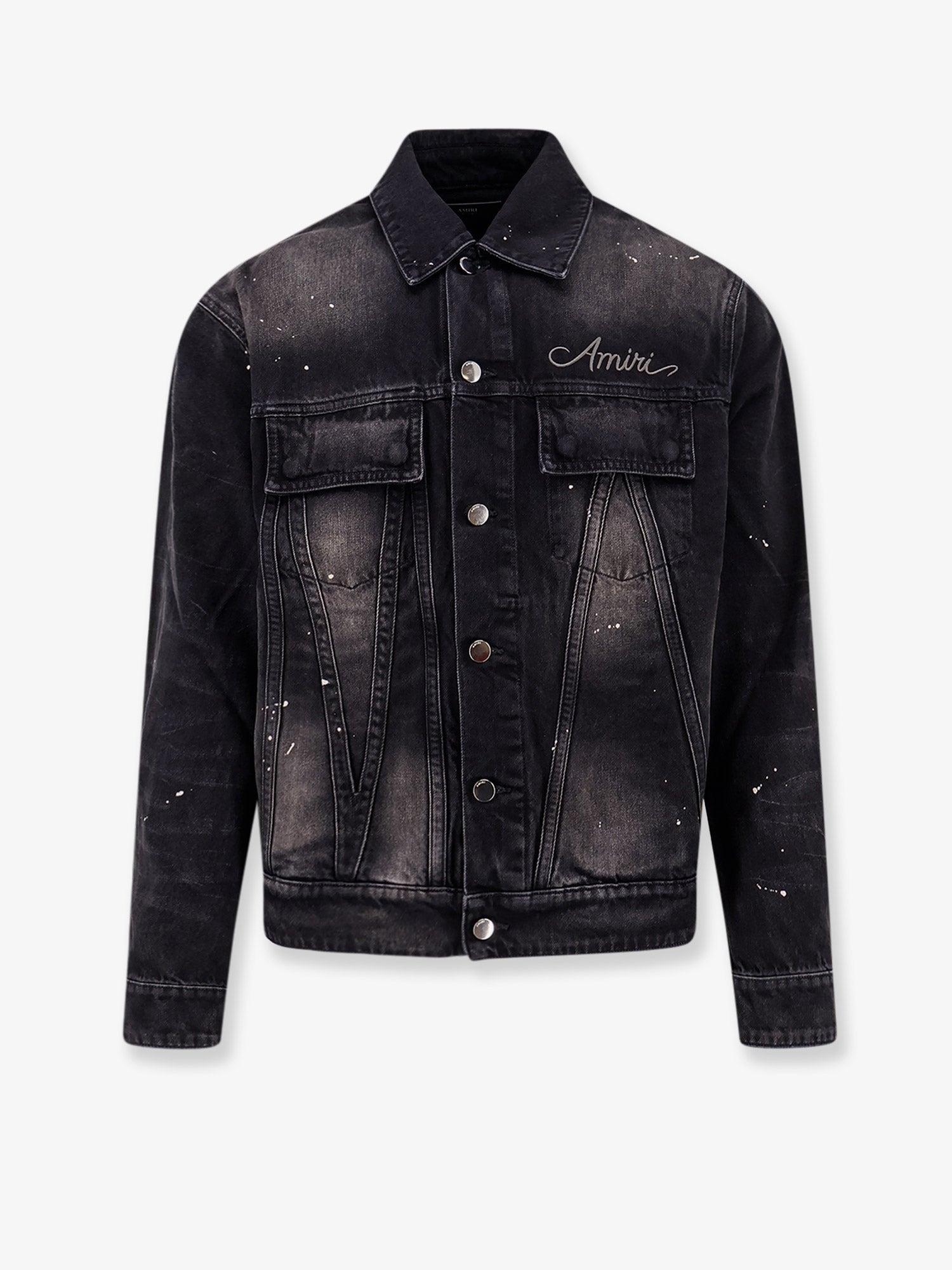 Denim jacket with embroidered logo on the front