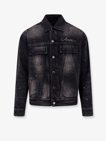 Denim jacket with embroidered logo on the front