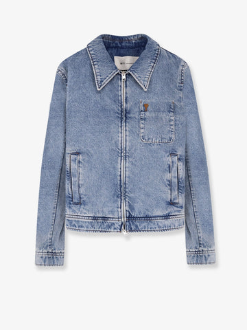 Denim jacket with iconic logo on the front