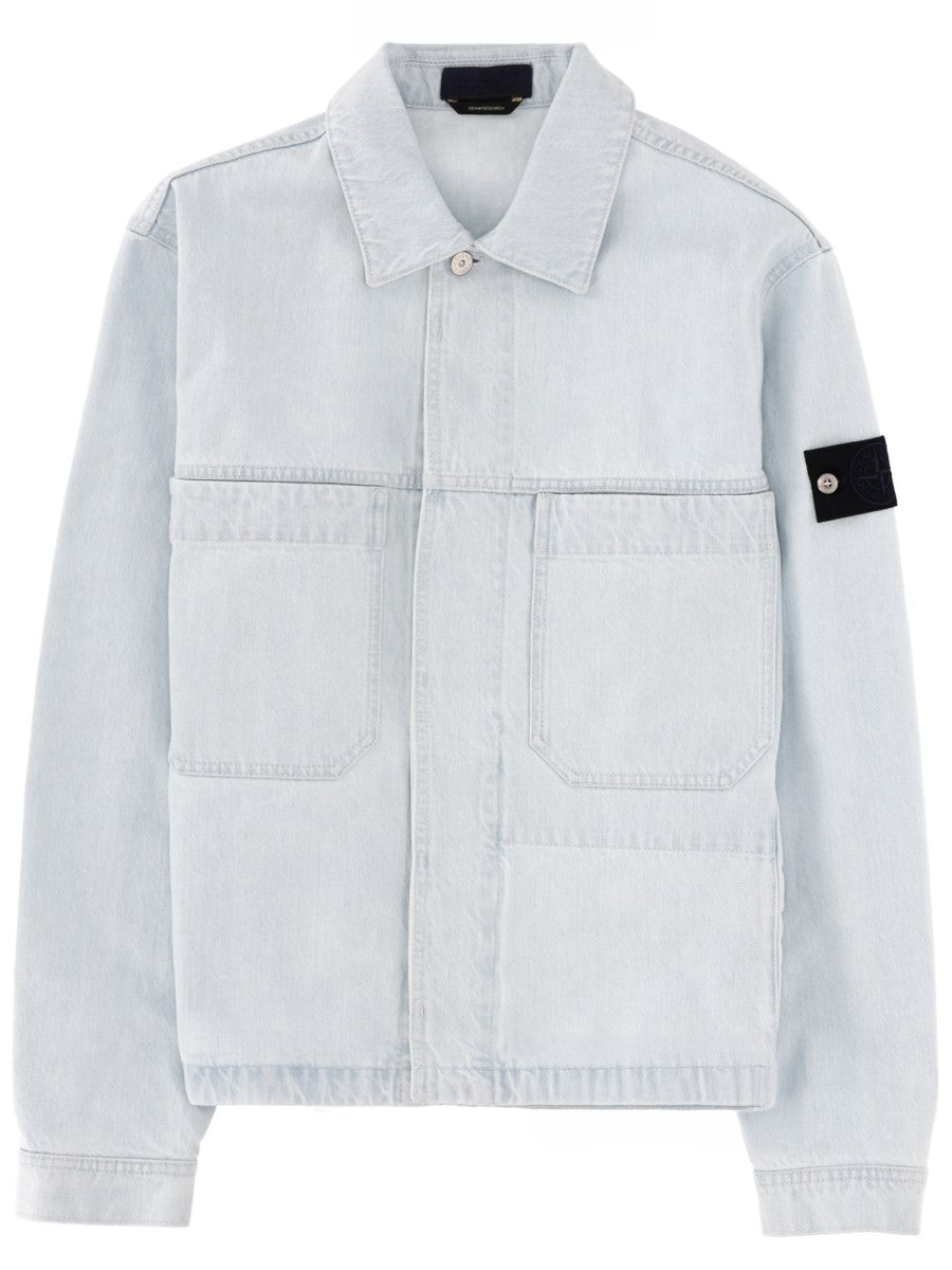 Stone Island DENIM JACKET WITH LOGO PATCH