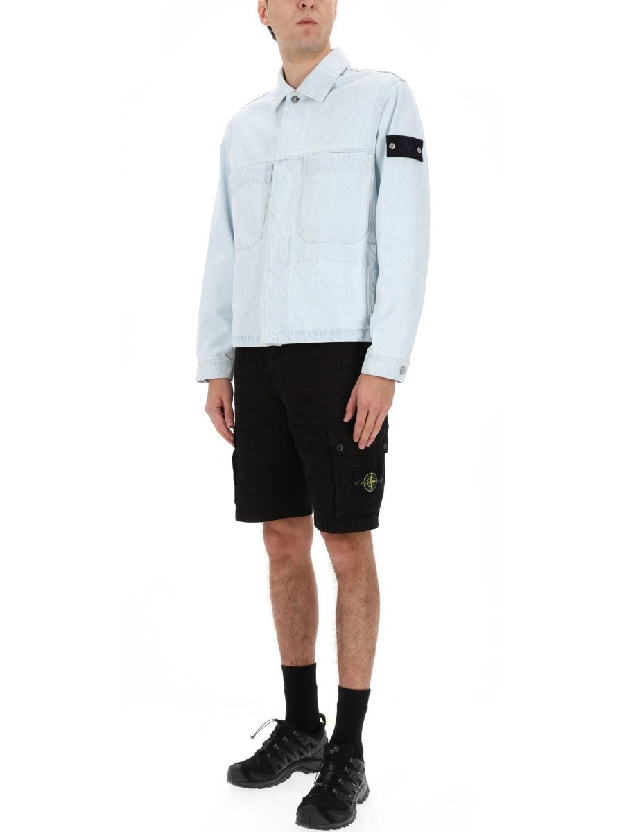 Stone Island DENIM JACKET WITH LOGO PATCH