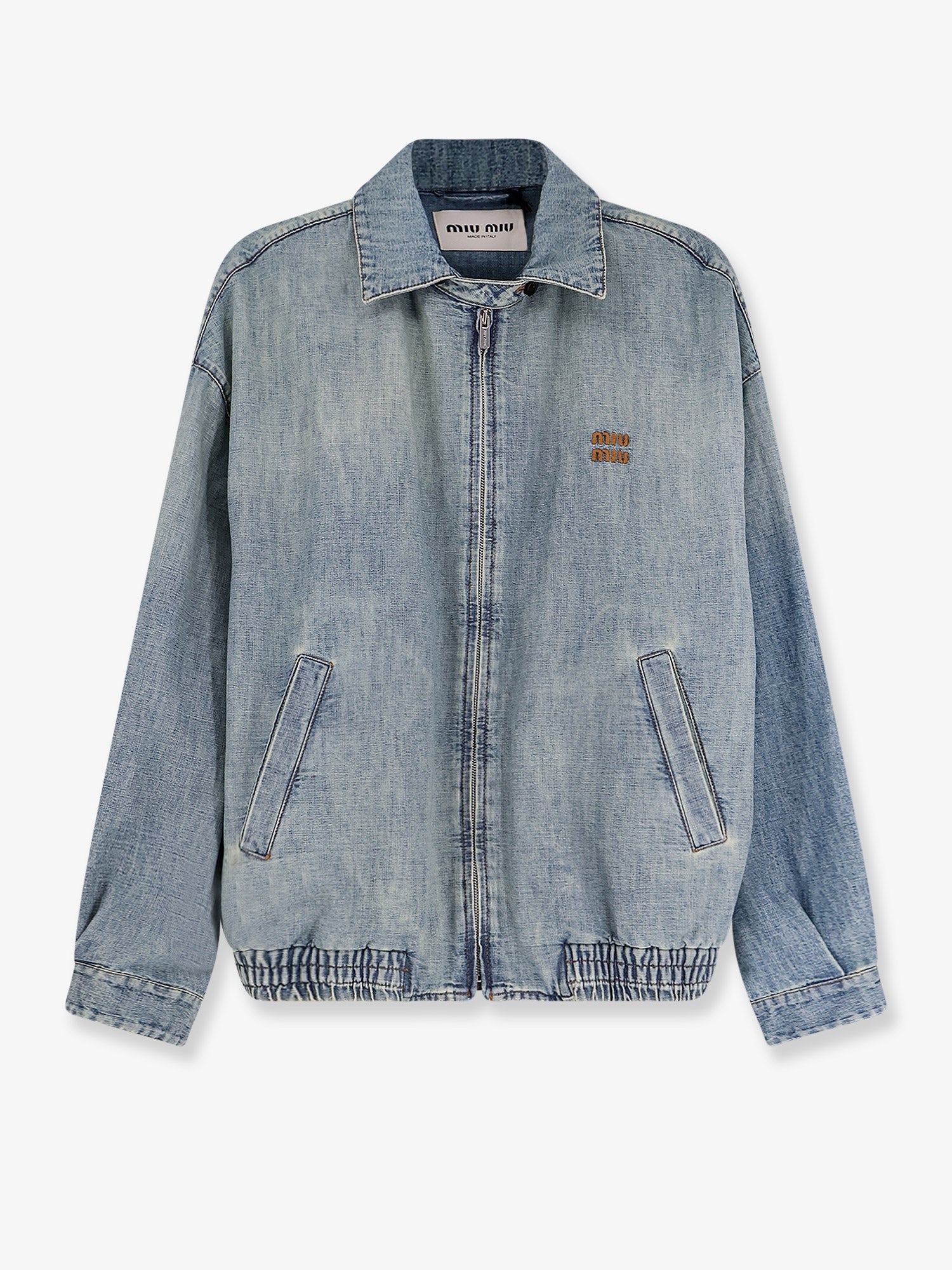 Denim Jacket with Miu Miu embroidery