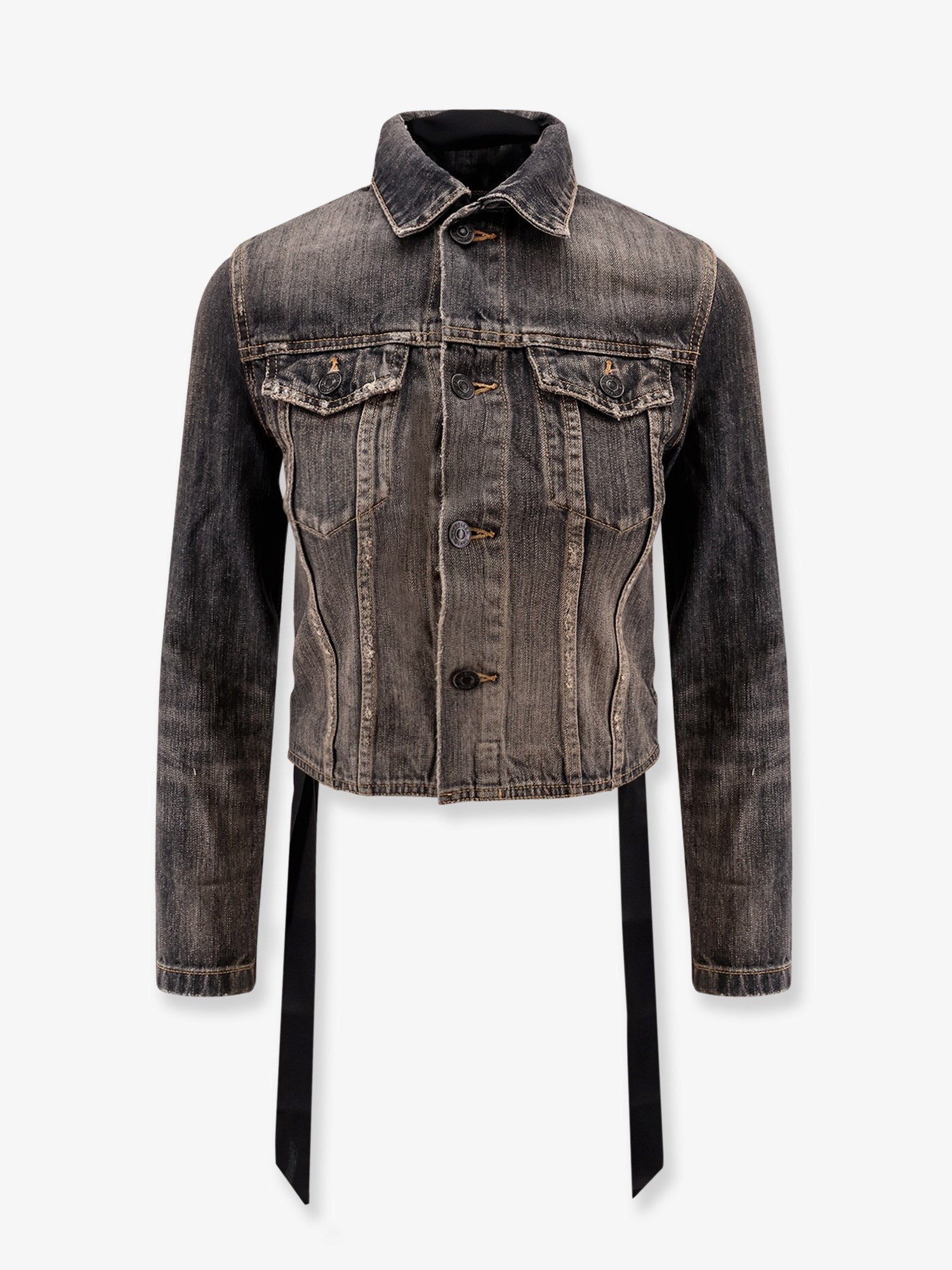 Denim jacket with satin laces