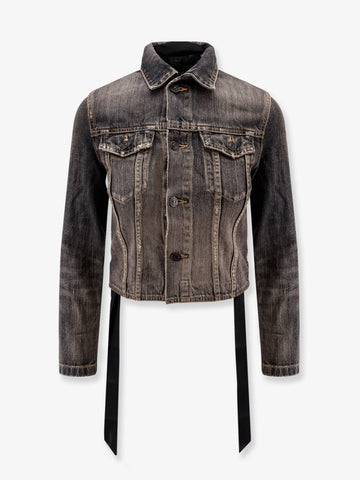 Denim jacket with satin laces