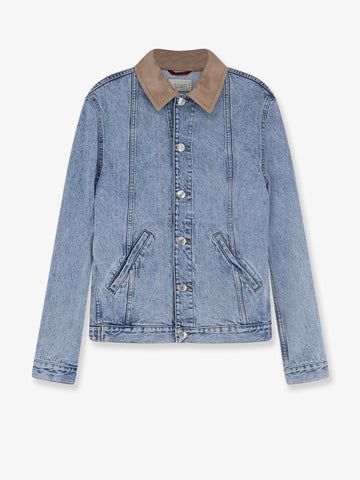 Brunello Cucinelli Denim Jacket with suede collar