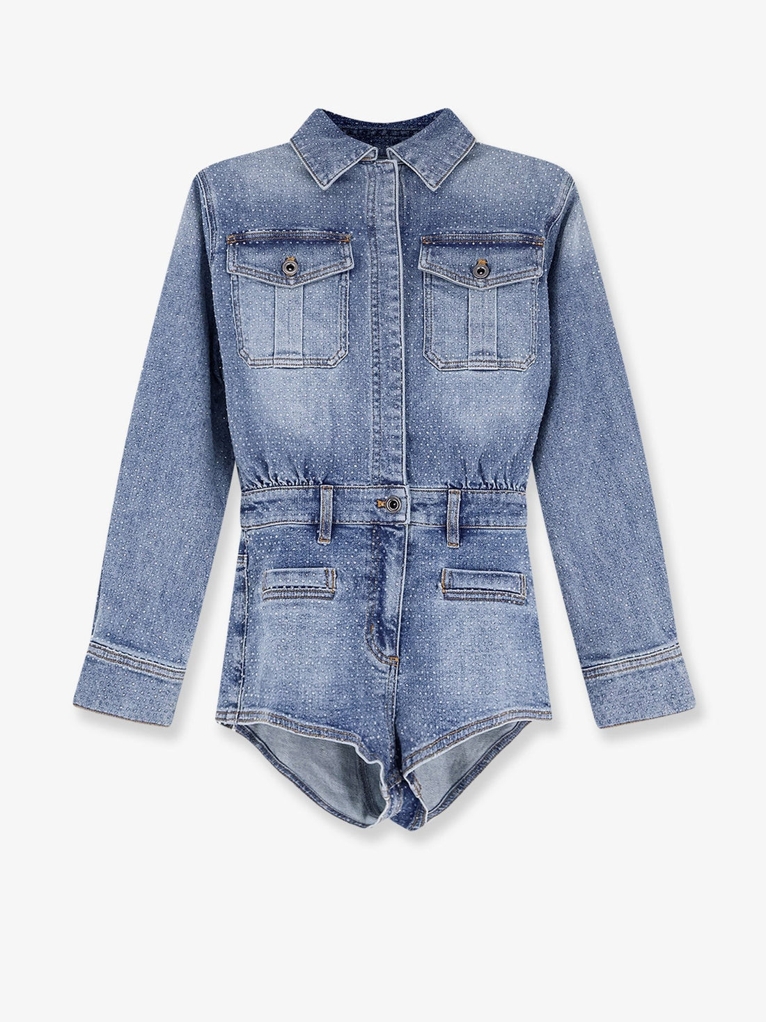 SELF PORTRAIT SELF PORTRAIT - Denim jumpsuit with rhinestones