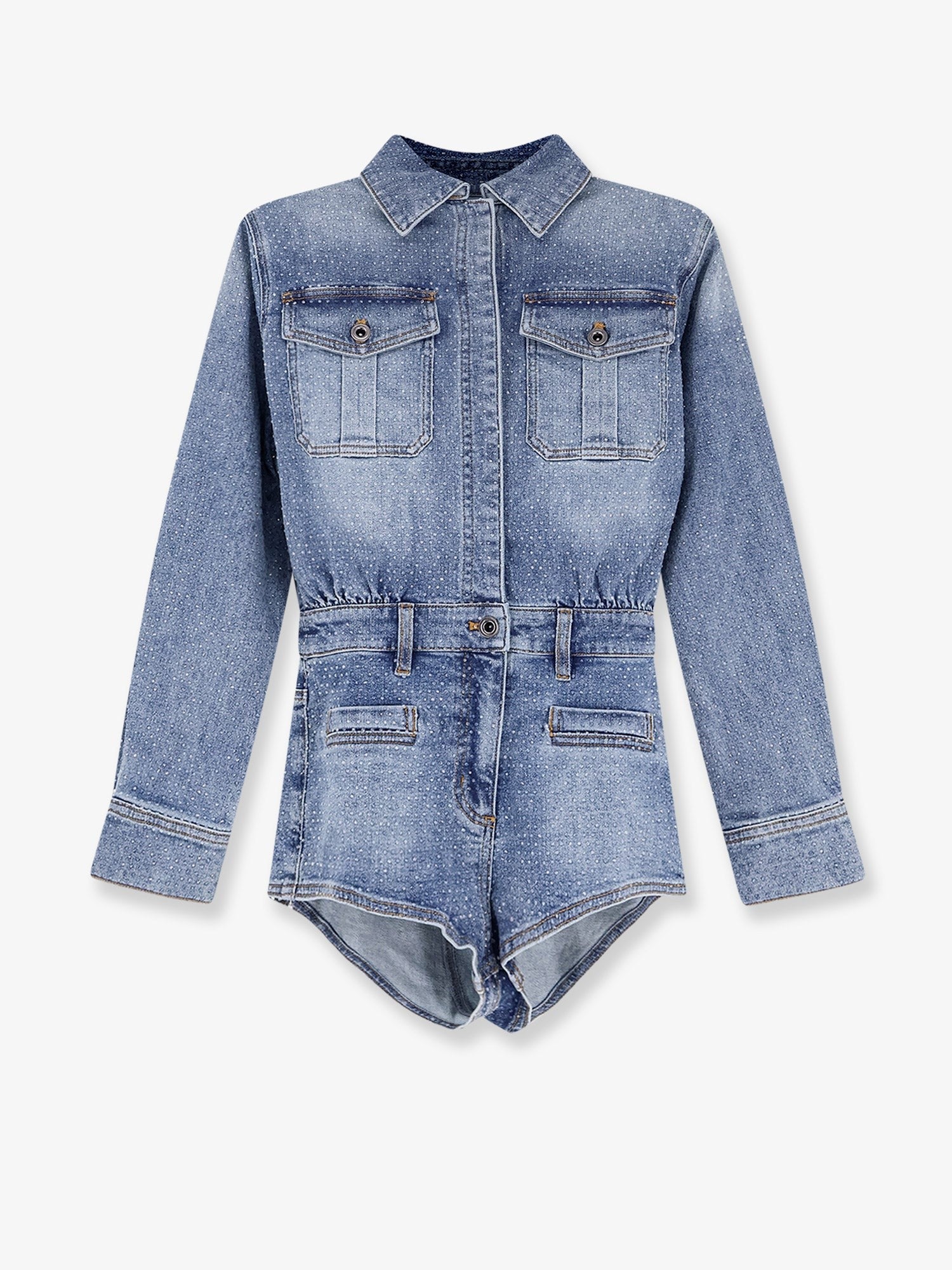SELF PORTRAIT SELF PORTRAIT - Denim jumpsuit with rhinestones