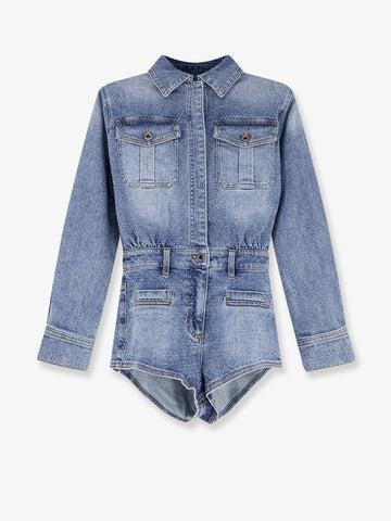 SELF PORTRAIT SELF PORTRAIT - Denim jumpsuit with rhinestones