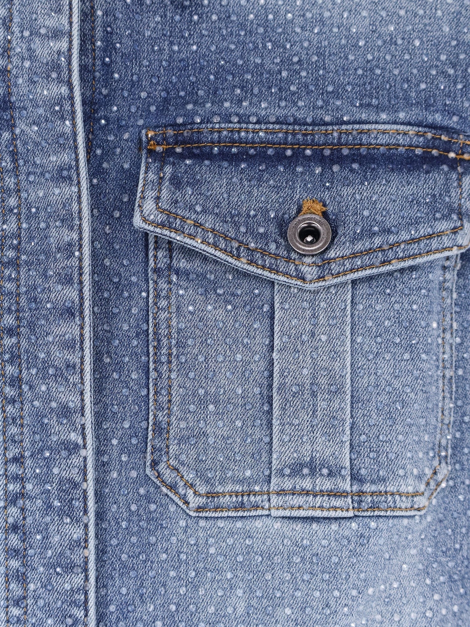 SELF PORTRAIT SELF PORTRAIT - Denim jumpsuit with rhinestones