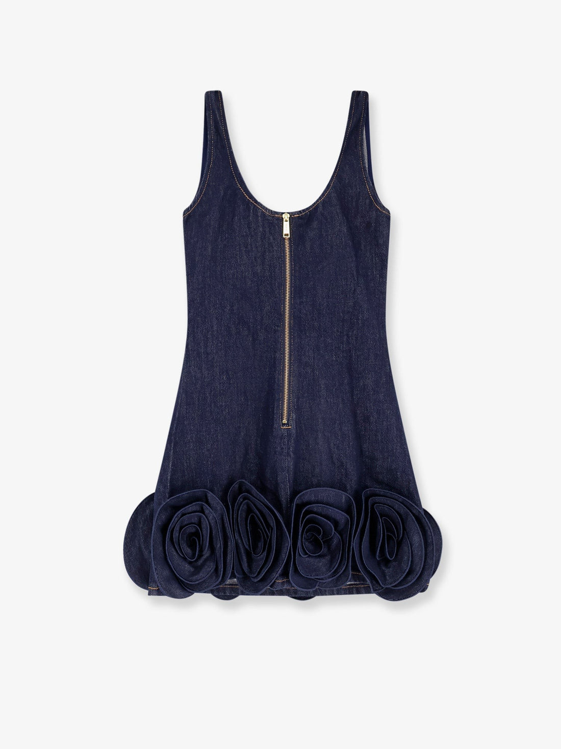 SELF PORTRAIT Denim mini dress with 3D flowers