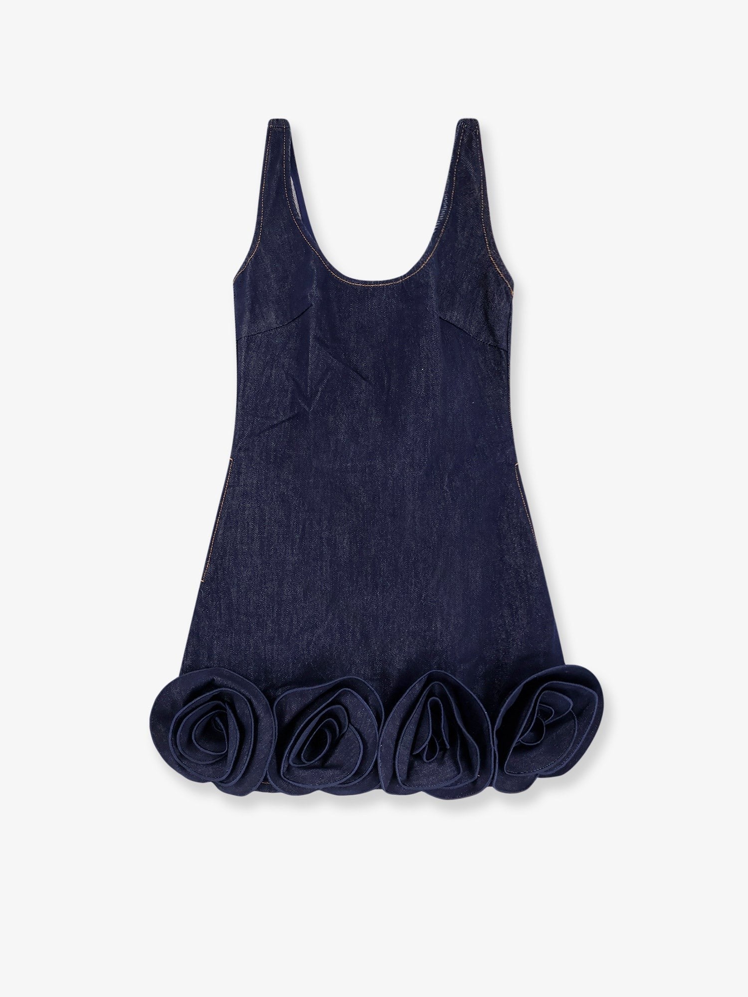 SELF PORTRAIT Denim mini dress with 3D flowers