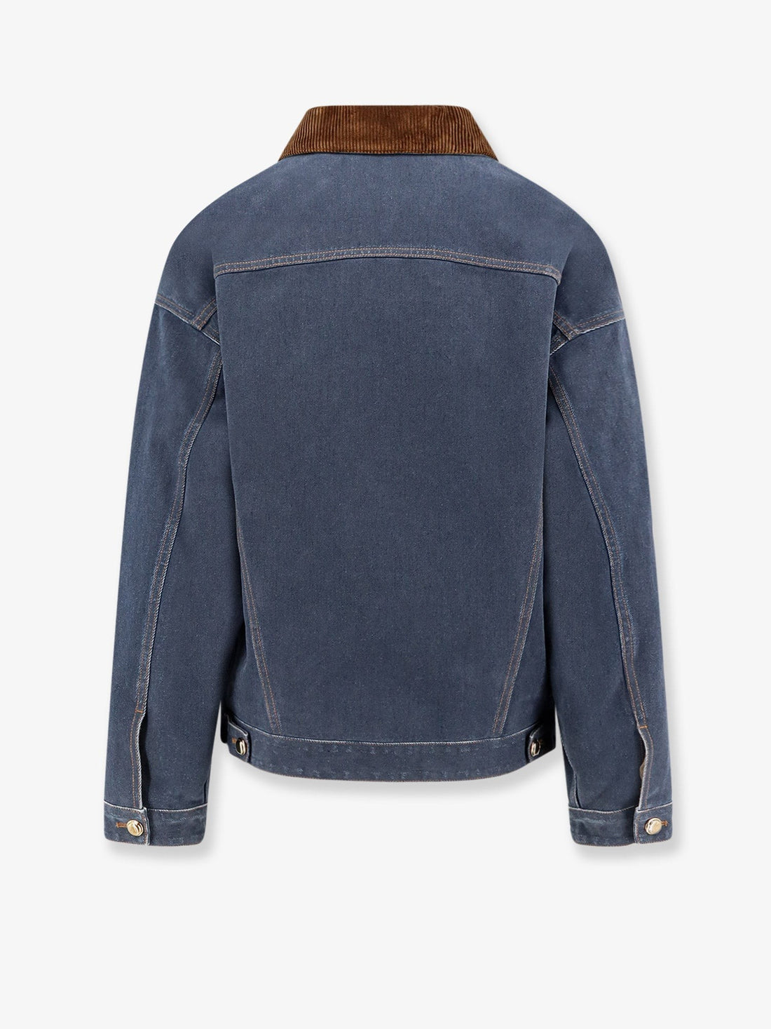 Denim padded jacket with corduroy collar