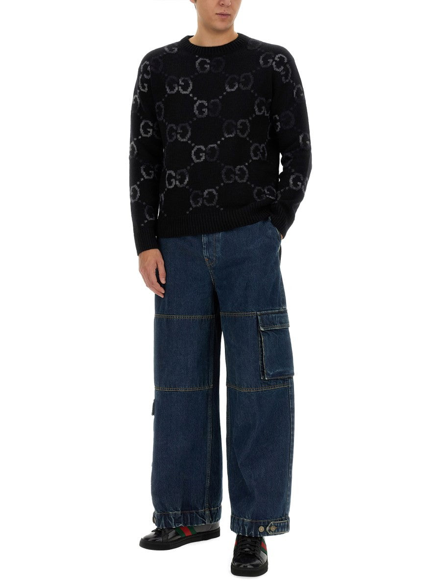 DENIM PANTS WITH GUCCI LABEL