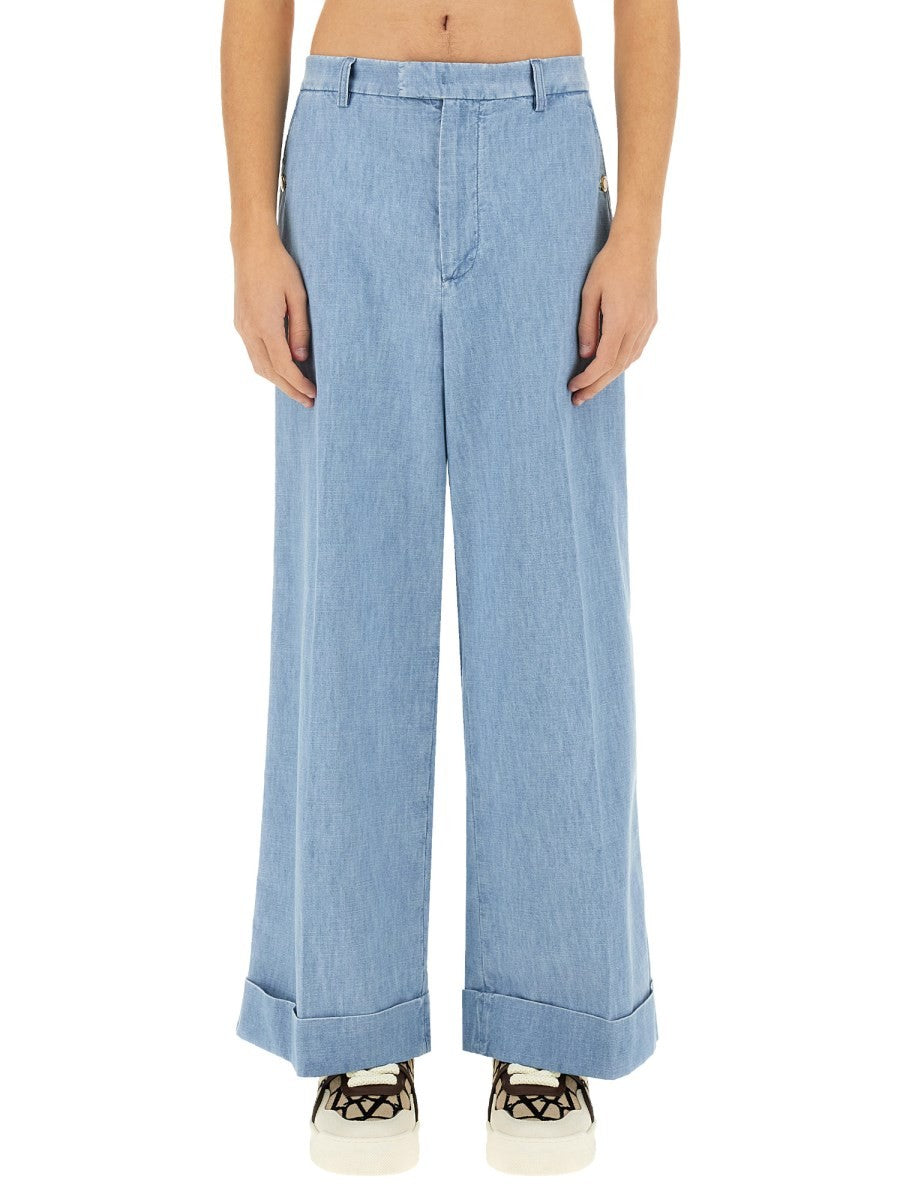 DENIM PANTS WITH LAPELS