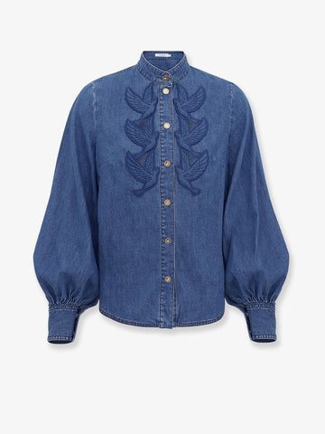 ZIMMERMANN ZIMMERMANN - Denim shirt with cut-out embroidery