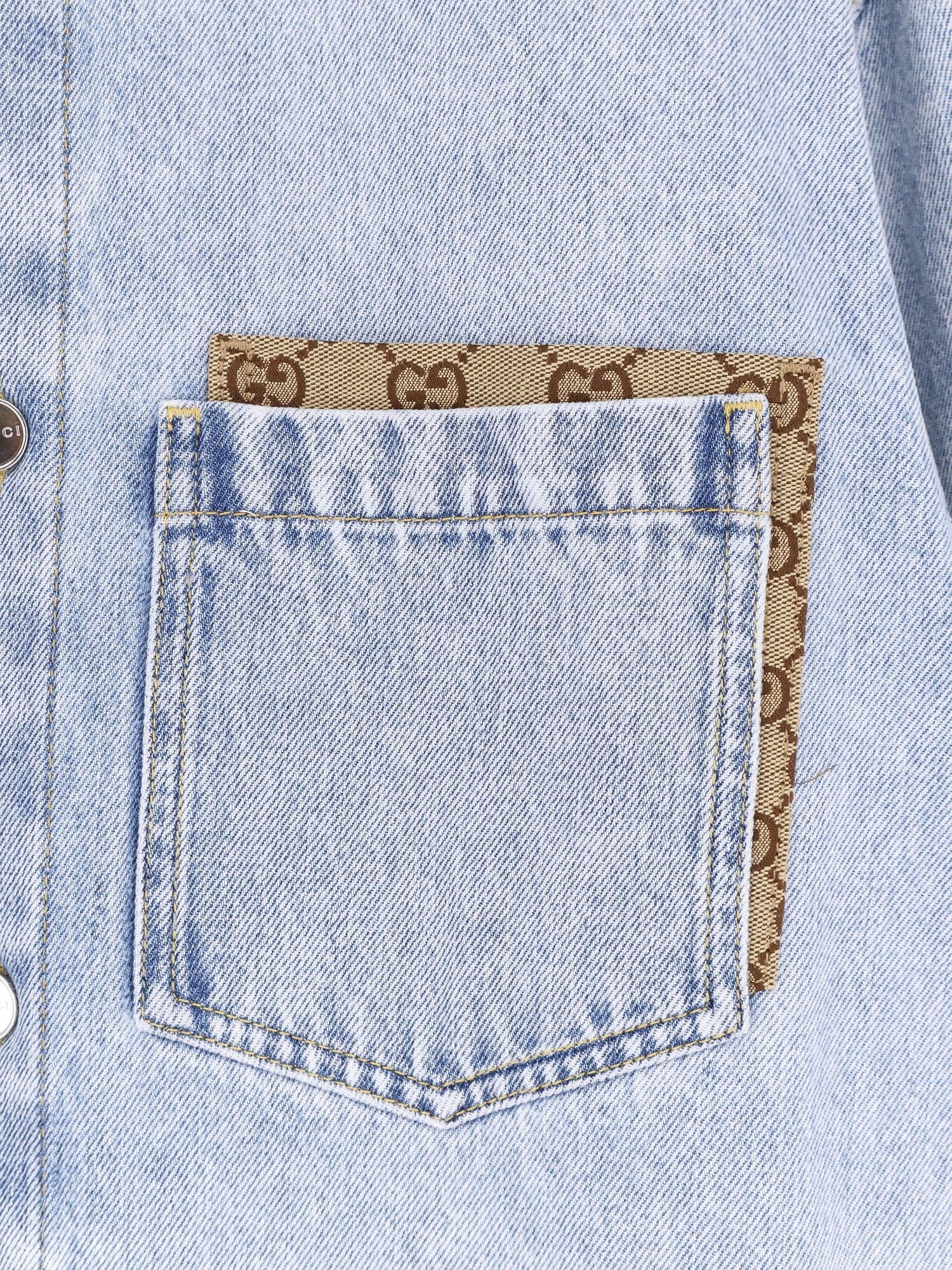 Denim shirt with GG insert