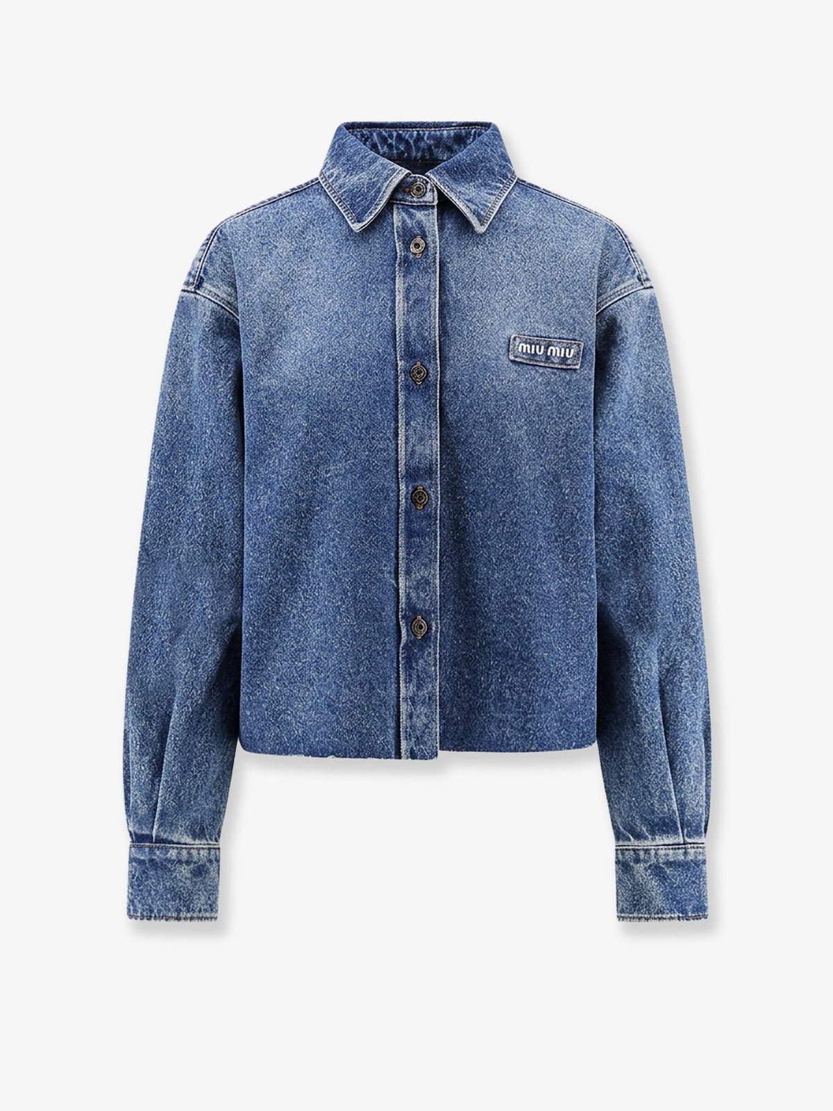 Miu Miu - Denim shirt with Logo Patch bleu
