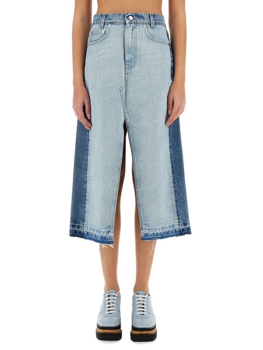stella mccartney stella mccartney - DENIM SKIRT WITH CONTRASTING PANEL