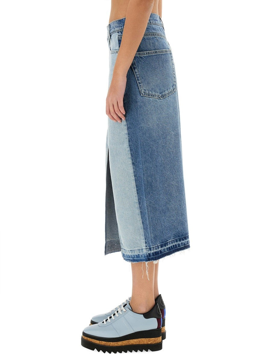 stella mccartney stella mccartney - DENIM SKIRT WITH CONTRASTING PANEL