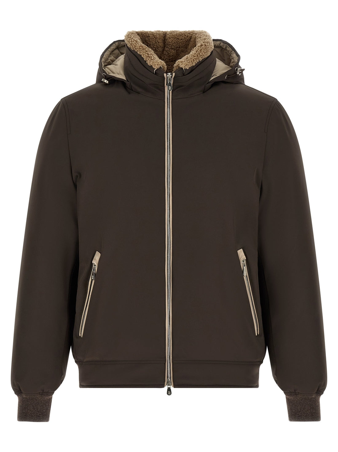 Brunello Cucinelli - Detachable hood down jacket Brown