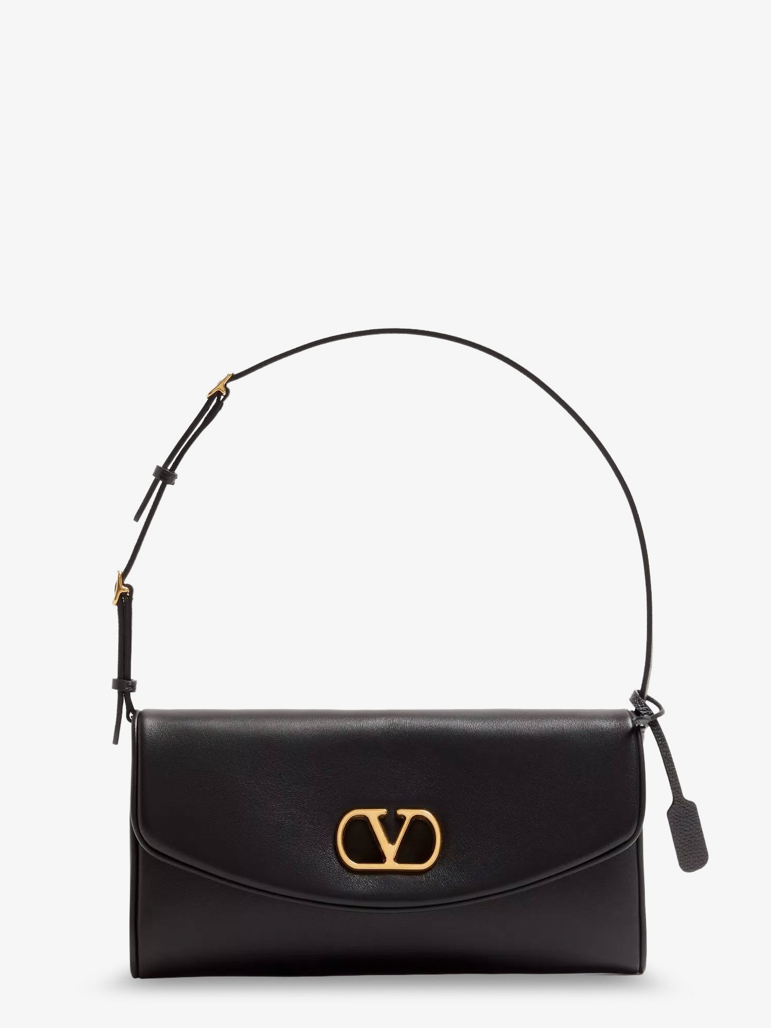 Valentino Garavani Valentino Garavani - DeVain Leather Shoulder Bag with Metal VLogo Signature