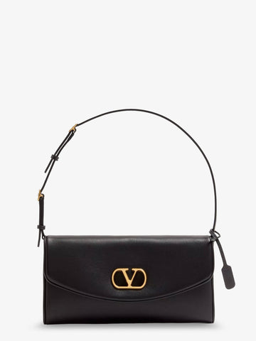 Valentino Garavani Valentino Garavani - DeVain Leather Shoulder Bag with Metal VLogo Signature