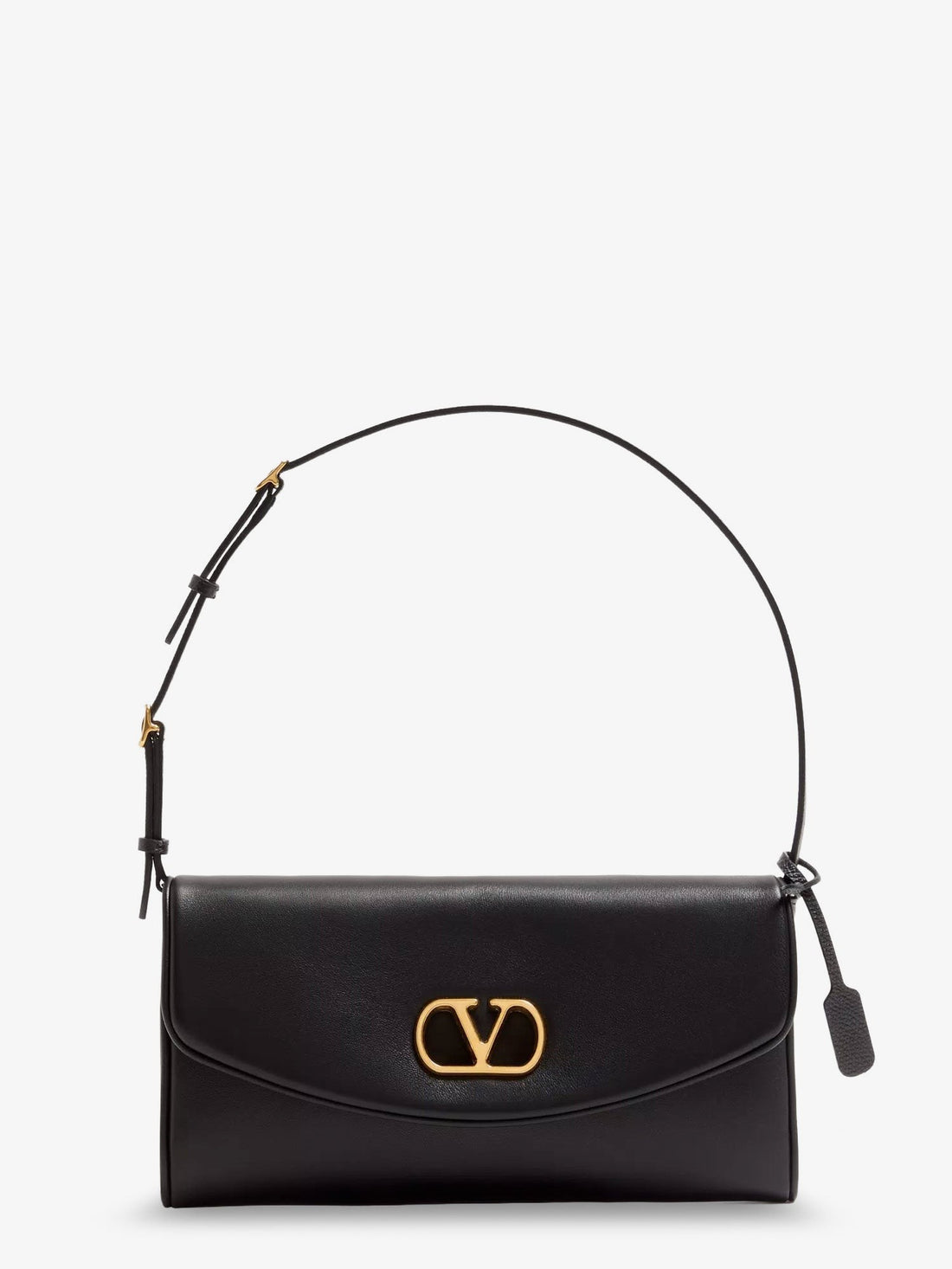 Valentino Garavani DeVain Leather Shoulder Bag with Metal VLogo Signature