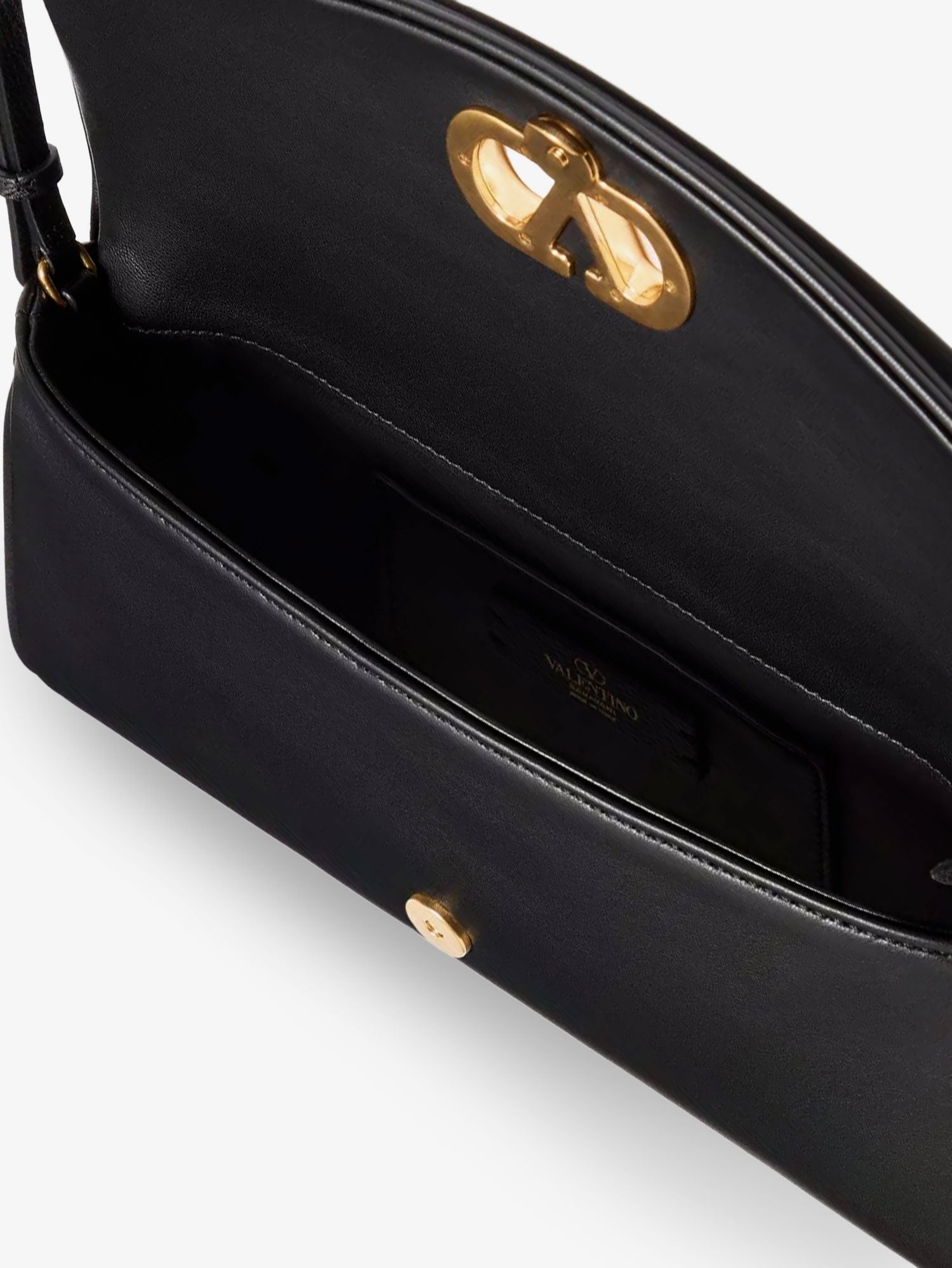 Valentino Garavani Valentino Garavani - DeVain Leather Shoulder Bag with Metal VLogo Signature