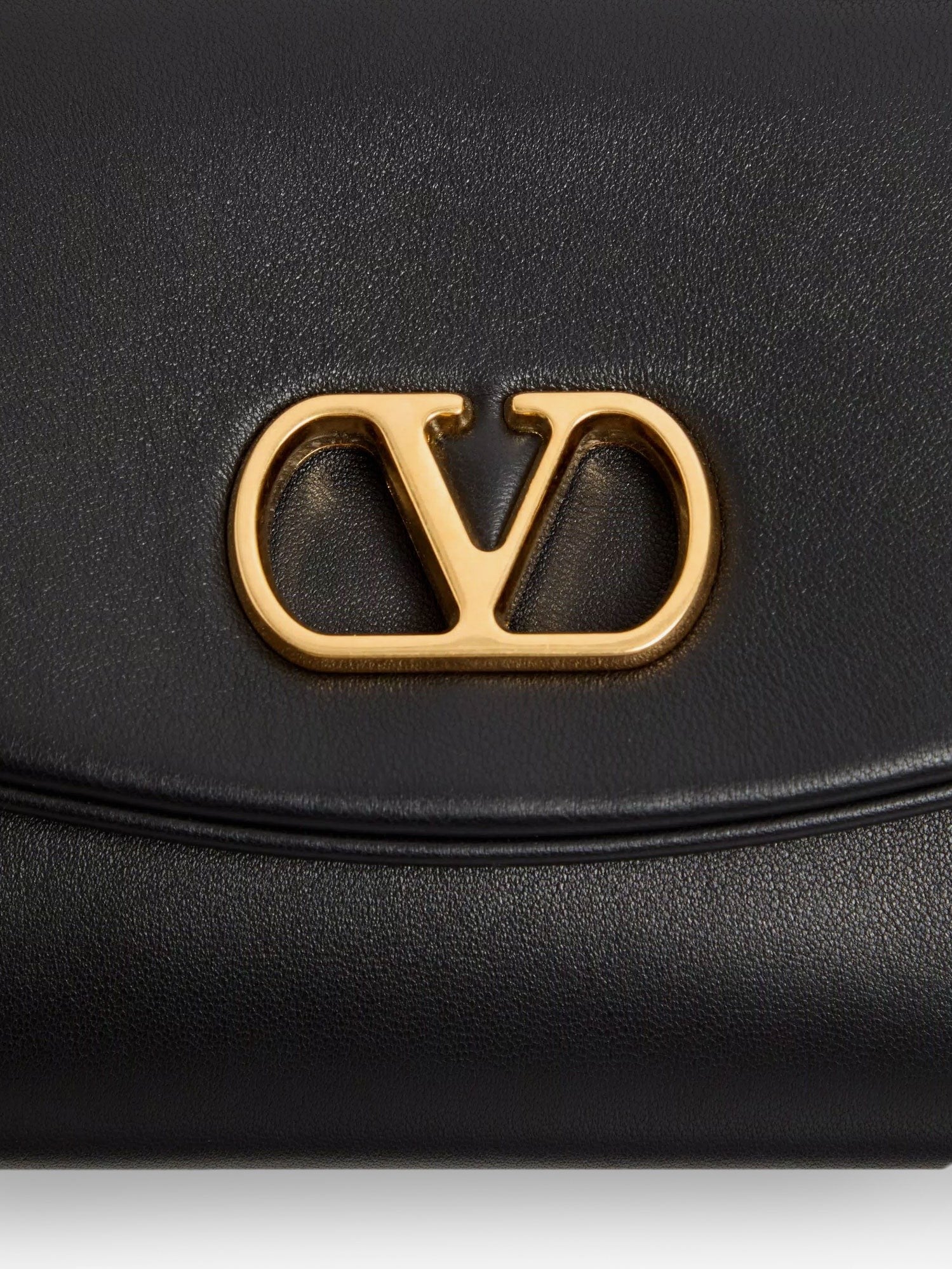 Valentino Garavani Valentino Garavani - DeVain Leather Shoulder Bag with Metal VLogo Signature