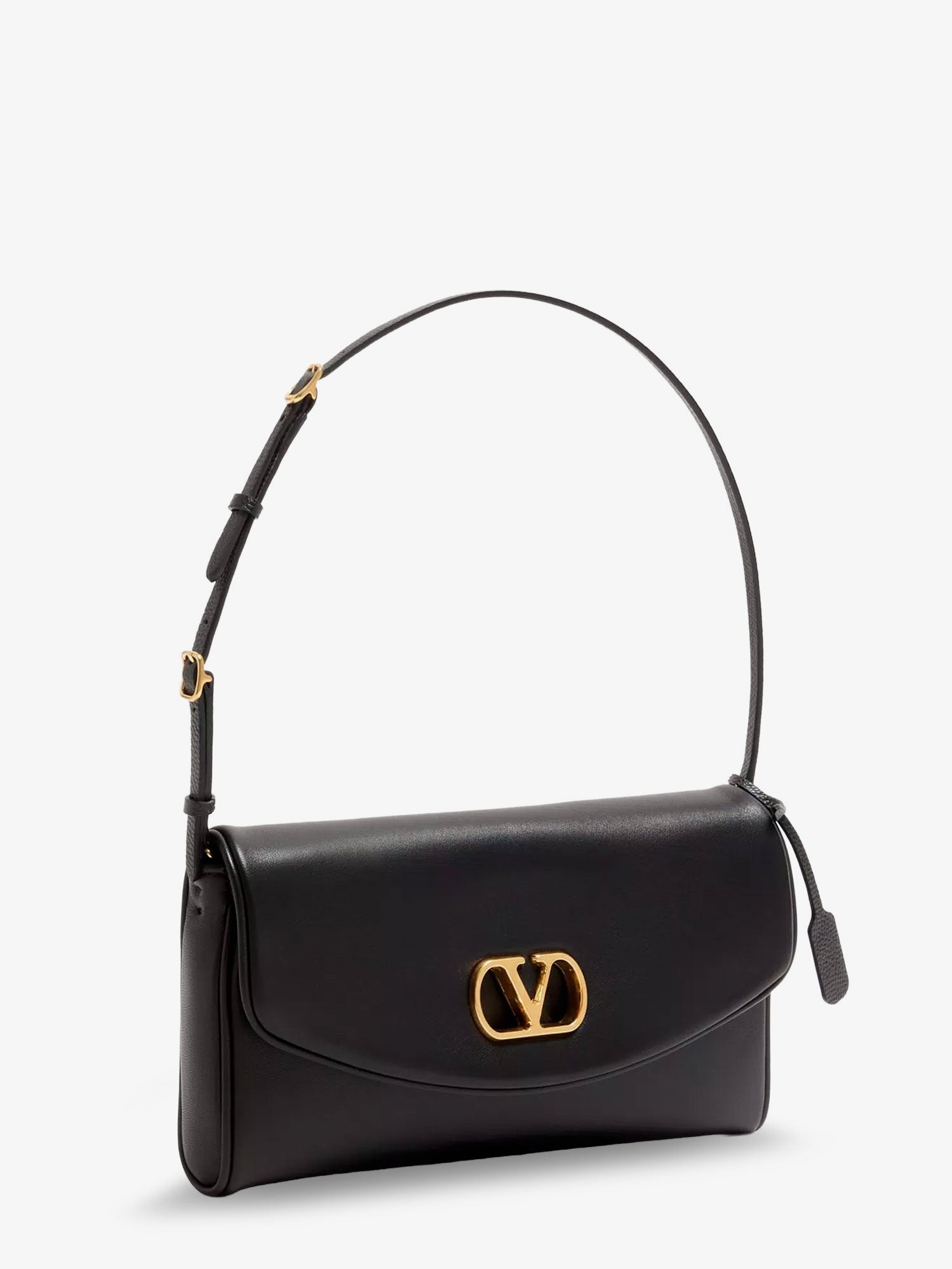 Valentino Garavani Valentino Garavani - DeVain Leather Shoulder Bag with Metal VLogo Signature