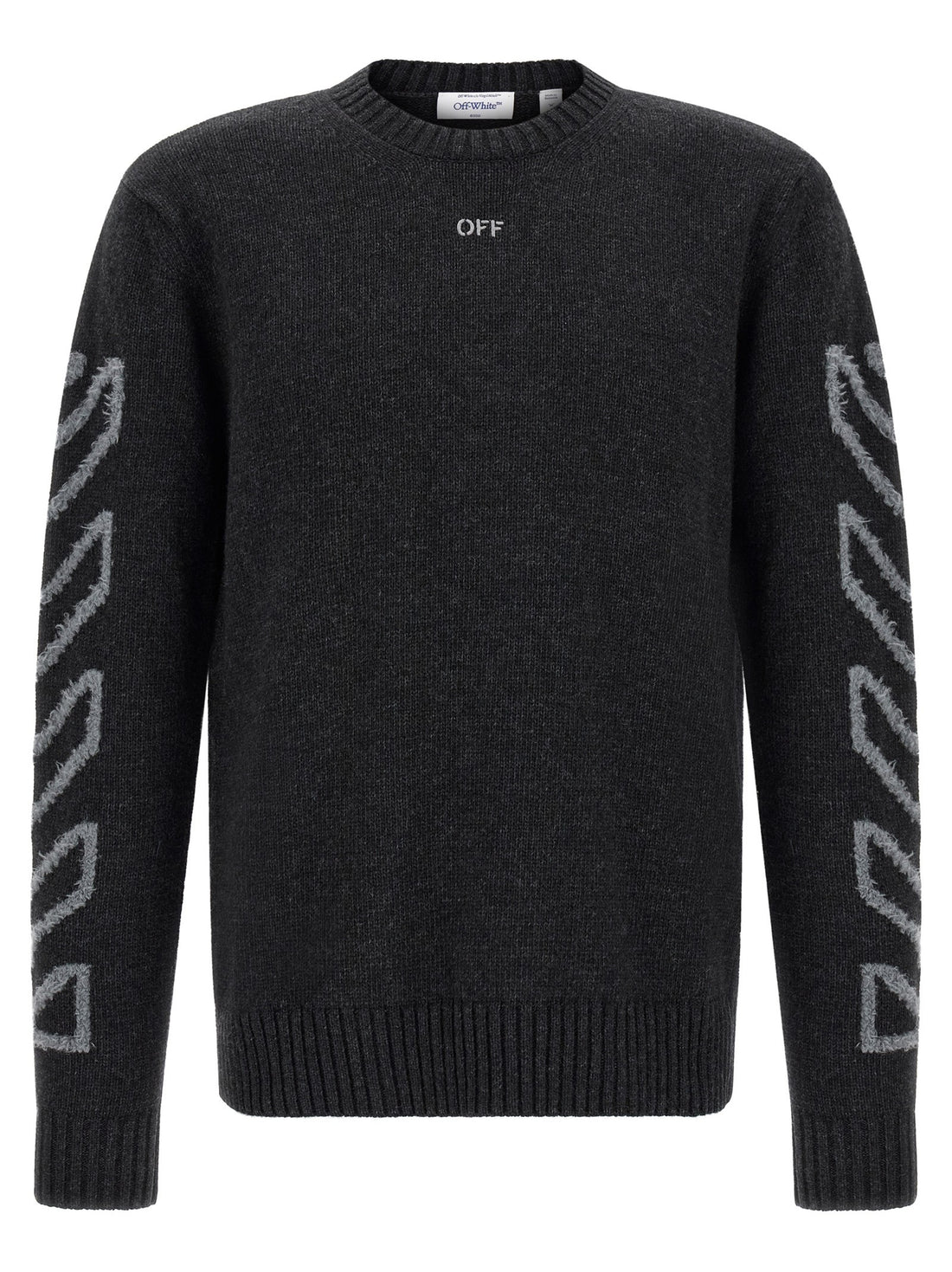 Off White - 'Diag Arrow Fuzzy' sweater with intarsia gray