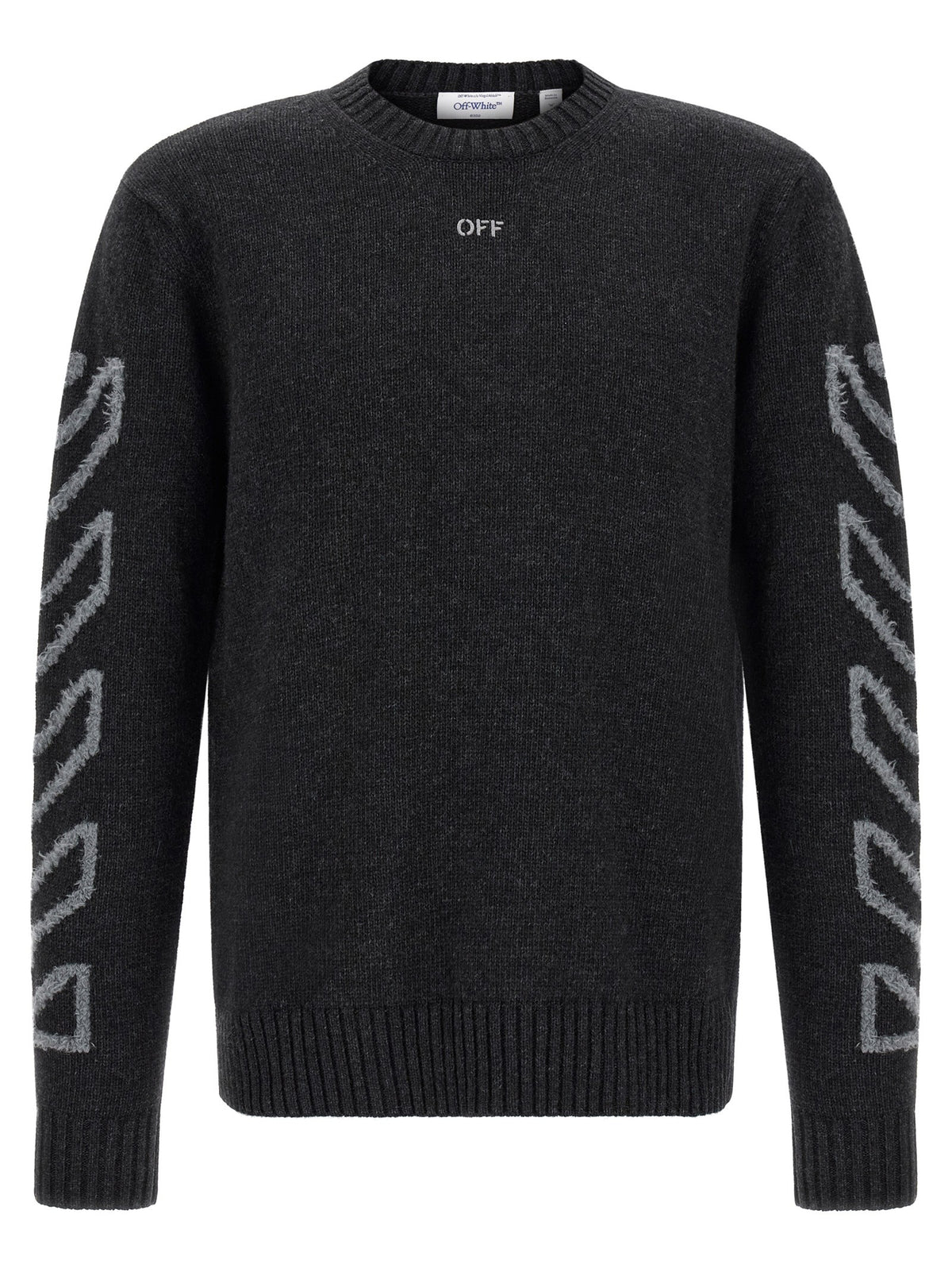 Off White - 'Diag Arrow Fuzzy' sweater with intarsia gray