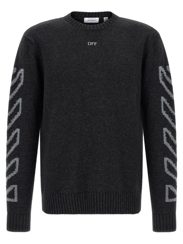 Off White - 'Diag Arrow Fuzzy' sweater with intarsia gray
