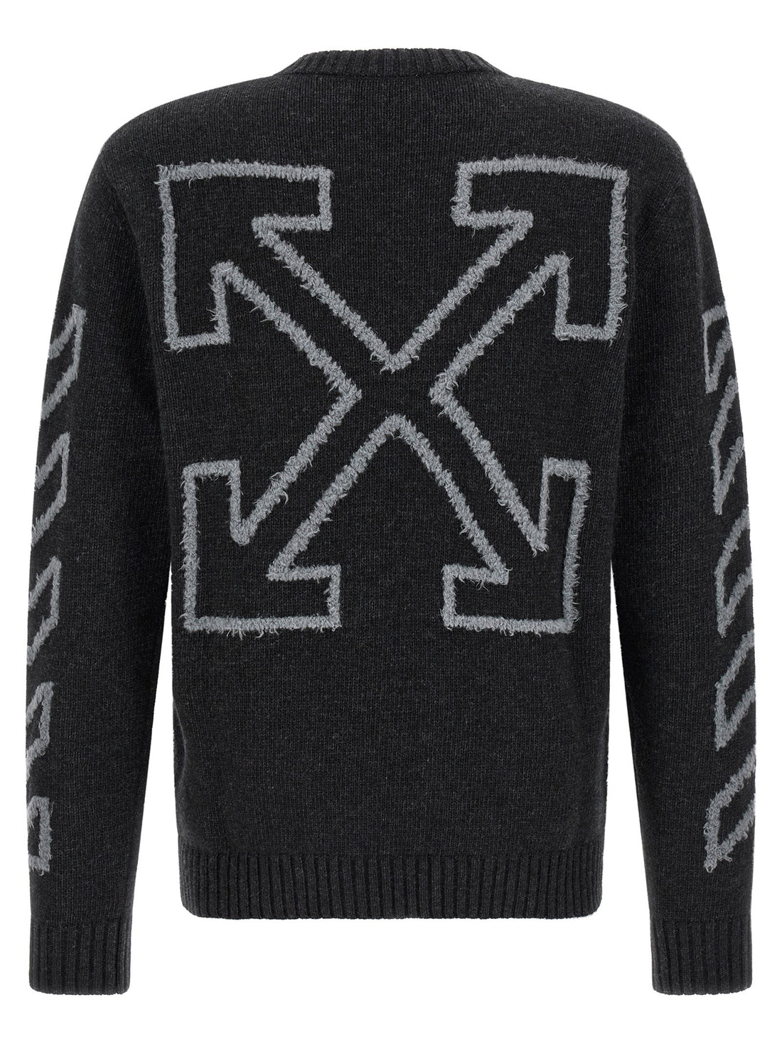 Off White - 'Diag Arrow Fuzzy' sweater with intarsia gray