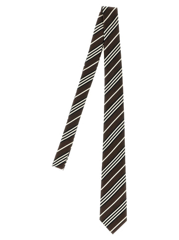 Saint Laurent - Diagonal striped tie Brown L