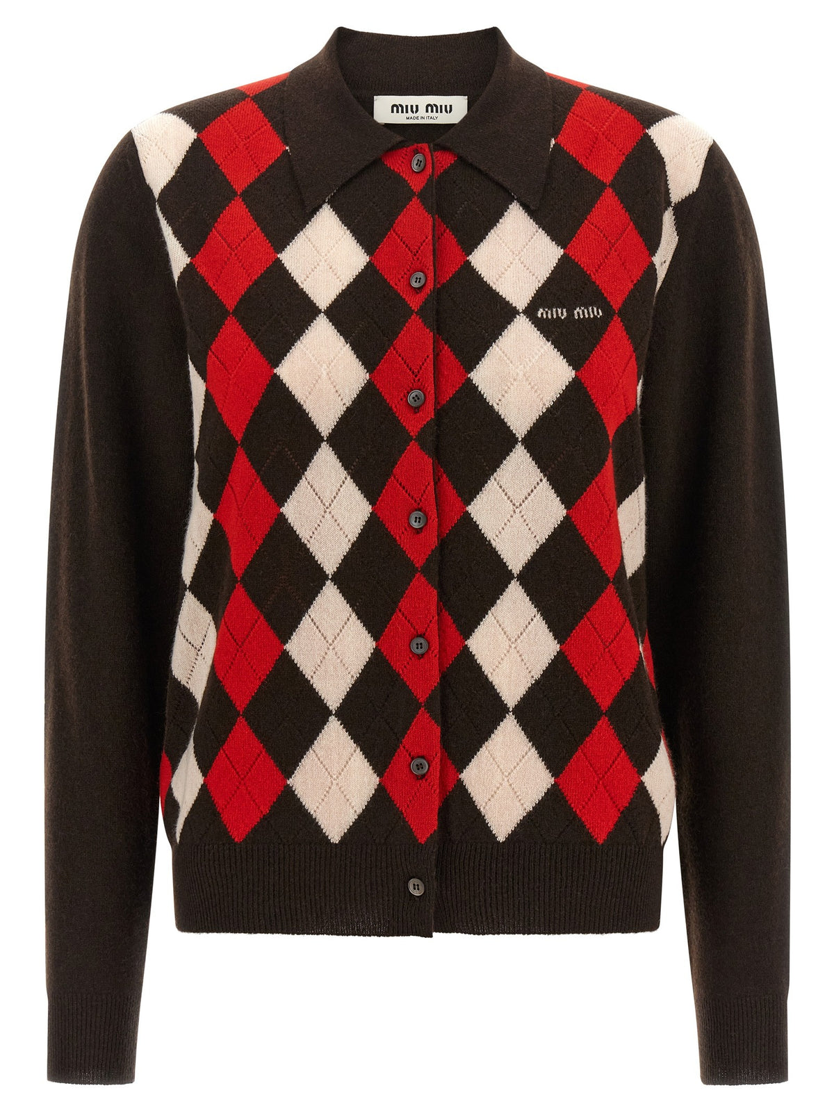 Miu Miu - Diamond-shaped collar cardigan Brown 38 IT