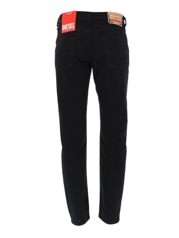 Back view of Diesel 1986 Larkee-Beex jeans in black featuring rear pockets, branded waist label and straight-leg fit.
