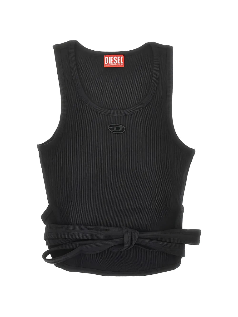 Diesel - CROP TOP "T-ANKY-TAIL" CON LACCI diesel-black-tank-front-top